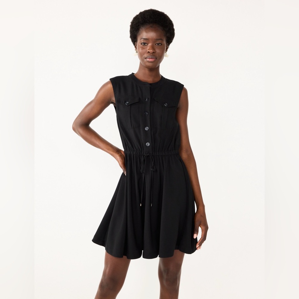 Women's Black Nine West XXL Fit & Flare Sleeveless Utility Dress NWT